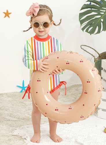 Image of BesserBay Baby Girl Swimsuit UPF 50+ Long Sleeve Zipper Snaps Bottom One Piece Rash Guard 0-36 Months
