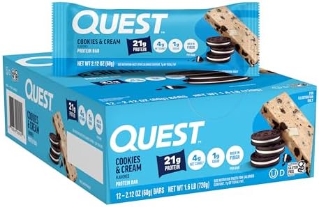 Amazon.com: Quest Nutrition Cookies & Cream Protein Bars, 21g Protein ...