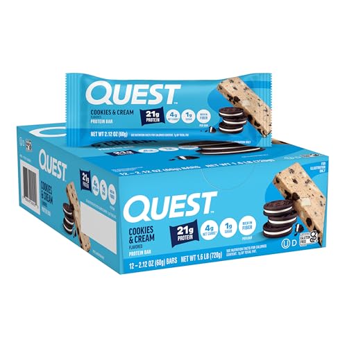 Quest Nutrition(クエストニュートリション)プロテインバー クッキー＆クリーム プロテイン21g配合 60g(2.1...