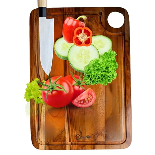 Image of Sensilo Chopping Cutting Board Vegetable,Fruit,Bread & Durable Safe & Heavy Duty, (35L x 25W cm, Teak Modern)