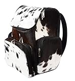 Cowhide Hair Print Fur Leather Diaper Backpack Rucksack / Knapsack Travel Shoulder Bag Dark Brown &...