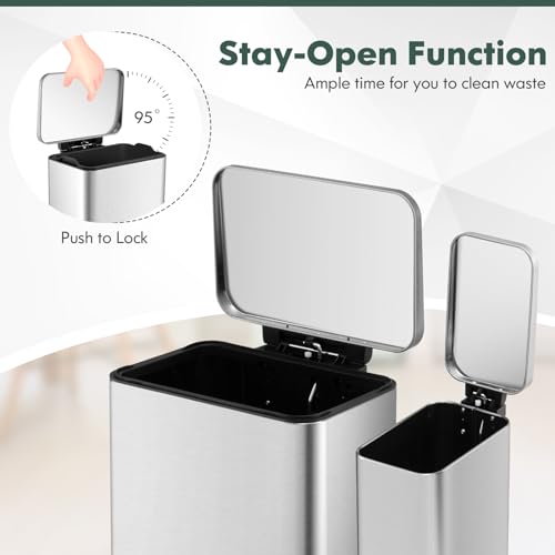 Set de 2 canecas de basura de acero inoxidable 12.2 gal miniatura 4