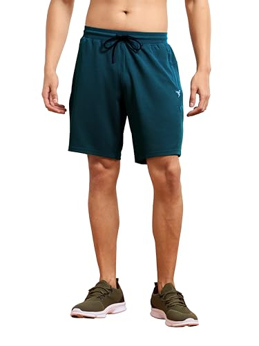 Image of TECHNOSPORT Men Solid Slim Fit Sports Shorts TS Flexi Polyester Mid Rise Drawstring Shorts Pant for Men Pockets Gym Workout Running Joggers Casual Quick Dry
