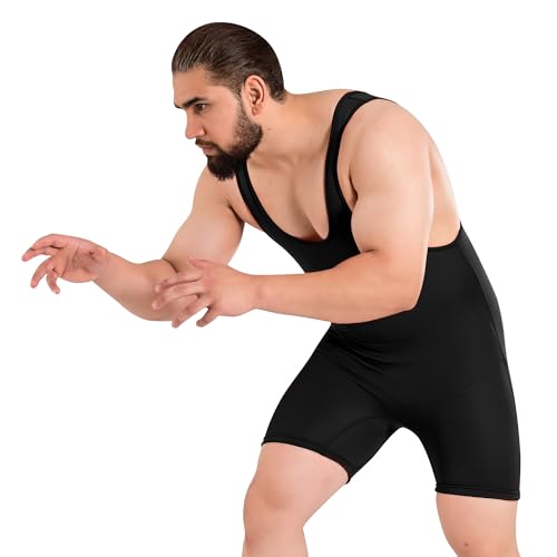 ROAR Athletic Men's Wrestling Singlet Suit Bodywear Uniform (Plain-Black, Small) - Thumbnail 5