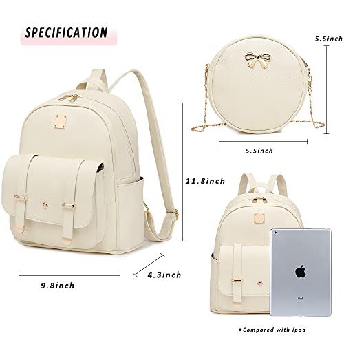 Image of MACCINELO Cute Leather Mini Backpack Purse for Women Bowknot Small Backpack for Girls gift Rucksack Ladies Shoulder Bag 3pcs