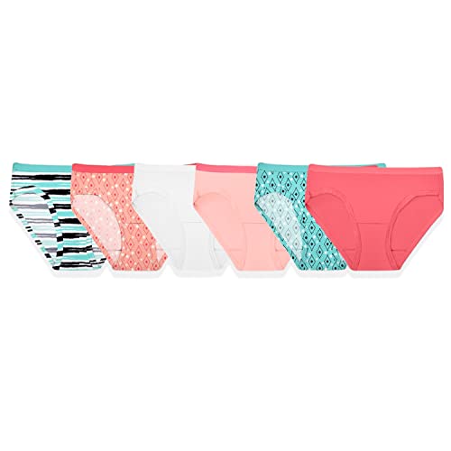Fruit of the Loom Girls' Cotton Hipster Underwear, 6 Pack - Fashion Assorted, 62