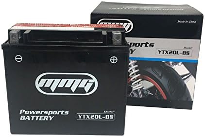 MMG YTX20L-BS Maintenance-Free Battery ATV/Powersports 270CCA | Replaces 20L-BS, Deka ETX20L, Dim 175 x 87 x 155, Weight 5.1 Kg, dry w/ acid bottle, Fits PWC, snowmobile, GTX20L-BS