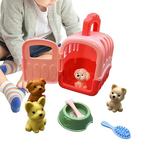 Haustier tun vor, DASS Bildungsspiel Toys - 8pcs Hund Cage Rollenspiel für Kinder | Tierarztkit, Interaktive Pet Care -Bildungspulting für und Mädchen im Alter von 3+, Tierarzt Spielzeugset für