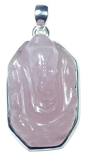 Carved Ganesh Pendant Healing Gemstone Pendant Handmade Sterling Silver Pendant Good Luck Ganesh Jewelry Gift For Her