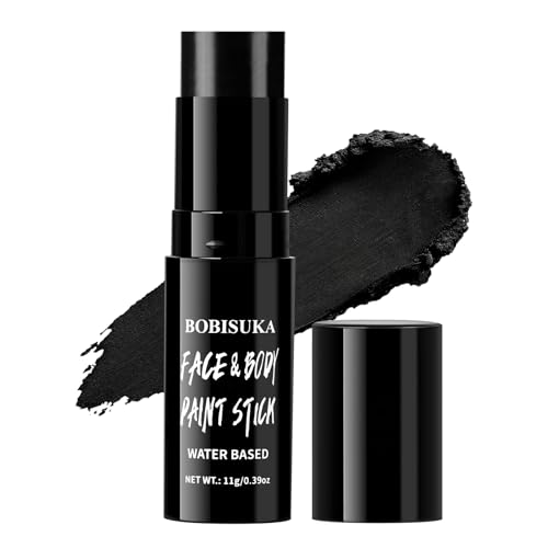 BOBISUKA Black Face Paint Stick Highly Pigmented Full Coverage Washable Cream Face & Body Paint for Halloween Skeleton Clown Zombie Cosplay SFX Stage Makeup Sports Eye Black Looks & Costume Party