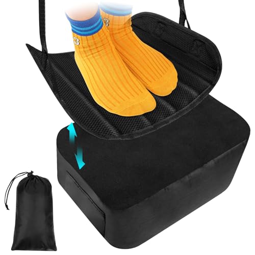 2-in-1 Airplane Footrest Pillow - Inflatable Travel Foot Hammock &