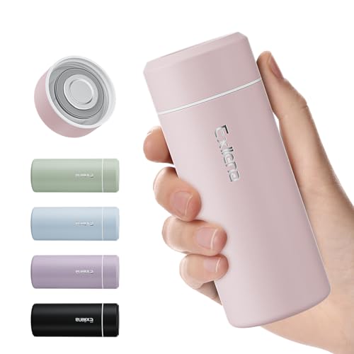 Exllena Upgraded Small Water Bottle for Handbag 250ml Mini Flask for Hot & Cold Drinks Perfect Small Insulated Water Bottle for Travel Milk Coffee...(Pink)