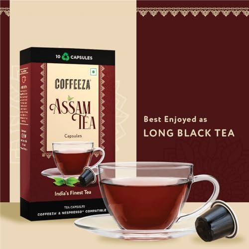 Image of Coffeeza Assam Tea Capsules - Authentic Assam Black Tea, Rich & Malty | Compatible with Nespresso Original line Coffe pod Machines | Pack of 1 (10 Capsules)