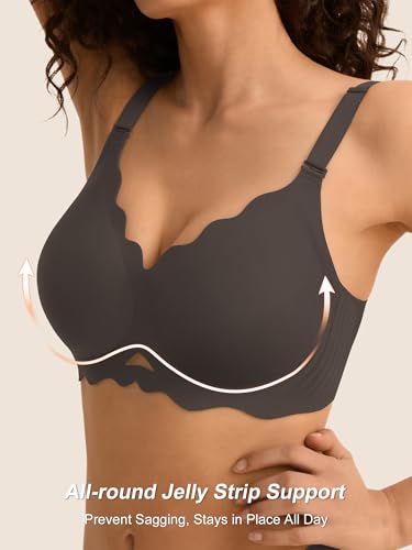 Jelly Bras for Women with Support - S-3XL Wireless Seamless T-Shirt Bra No Underwire Full Coverage Comfort Bralette2
