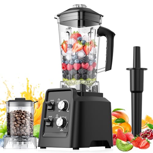 Blender, 68Oz. Countertop Blenders with 20Oz. Grinder, 28000 RPM Kitchen Blender for Smoothies, Ice Crushing, Frozen Fruits, Self-Cleaning, Speed Adjustable, Black
