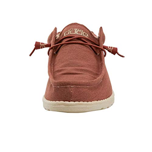 Image of Hey Dude Men's Wally Stretch Brick Size 10 | Men's Shoes | Men's Lace Up Loafers | Comfortable & Light-Weight