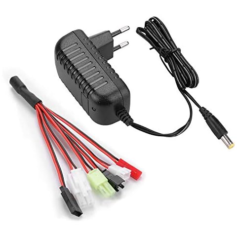 Airsoft Ladegerät für 2-10s NIMH/NICD Akkus von RC-Auto/RC-Boot/RC-Flugzeug/Drohne/Airsoft/Modellbau, Intelligentes RC Ladegerät mit 6 Universaladapter(Tamiya/Mini Tamiya/SM 2P/JST/FUTABA/XH) Cover
