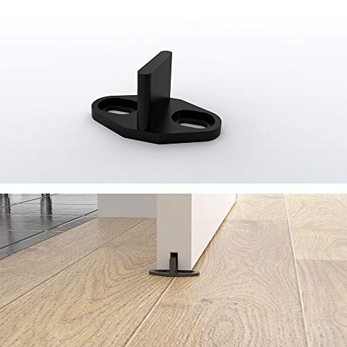 Mirrwin Schwerlast-Bodenführung Bodentür Führung Schiebetür Bodenführung Mit Schrauben Schwere Bodenführung Schiebetür Bodenführung Passend für Scheunentor Holztür Schranktür 4 Stück Schwarz