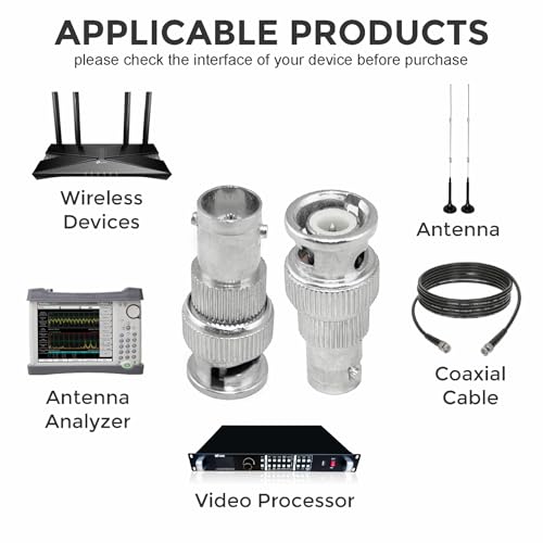Image of MX BNC Connector with Fully Metal & Copper Plated having Golden Plated Pin RG58 Coaxial Cable Connectors (BNC Connector, BNC Male to Female Connector, Pack of 2)