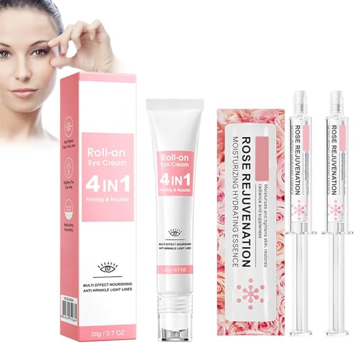 Eye Cream e 2PC Siero alla rosa, Brightening Anti-Aging Eye Cream, per Occhi Idratante, Riduce gli Occhi Scuri, le Rughe, Occhiaie, Idratanti Profondamente, eyecream-8