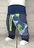  Baby Pumphose mit Tasche Gr. 50-104 Krokodil Jeansoptik Grün handmade Puschel-Design