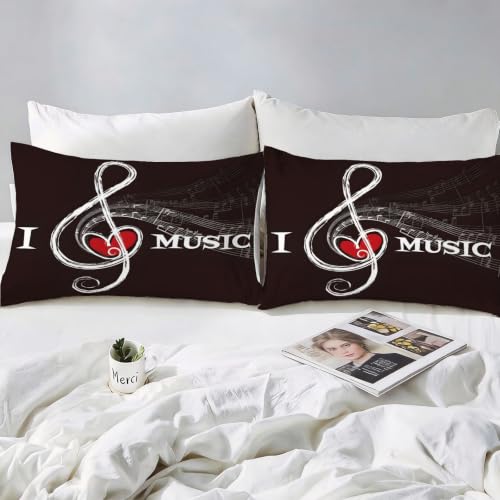 Housse de Couette 140x200 Note de Musique Hypoallergénique et Douce