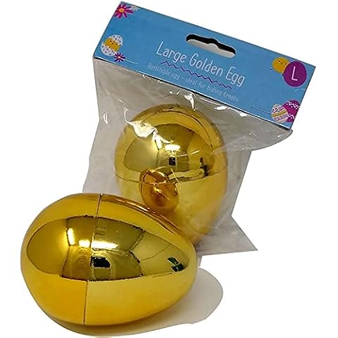 SKYTE® 2 Pack Easter Egg Large Golden Refillable Bunny Egg Hunt Bonnet Craft Decor Accessories Made With plastic Useful for Easter Egg Hunt Games, 10 x 7.5cm Cover