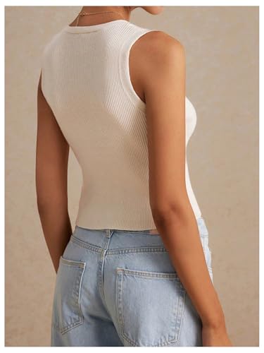 GORGLITTER Women's Knit Top V Neck Sleeveless Button Down Sweater Vest2