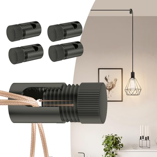 PEESIN 4 Pcs Ceiling Hooks, Adjustable Ceiling Hooks for Hanging Lights, Aluminum Ceiling Hook, Swag Hooks for Ceiling, Black Swag Hook for Pendant Light, String Light and Holiday Light