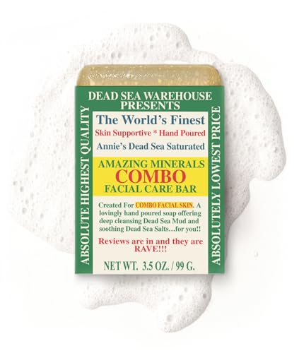 Dead Sea Warehouse - Dead Sea COMBO Facial Care Bar - Face Soap for Women and Men - Clarifying Dead Sea Mud & Salt Soap for Combination Skin, Handmade & Unscented, 3.5 oz