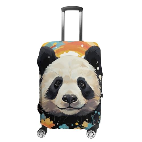 Rainbow Cartoon Panda Luggage Cover Protector - Travel Suitcase Sleeve with Dual-Sided Prints, Universal Fit 18-32 Inch, Washable Anti-Scratch Travel Baggage Cover XL