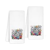 InnoBeta Vet Tech Gifts for Women, Dish Tea Hand Kitchen Towel, 2 Pack, 16x24 in Microfiber, Vet Tech Life Towel for House Kitchen Decor
