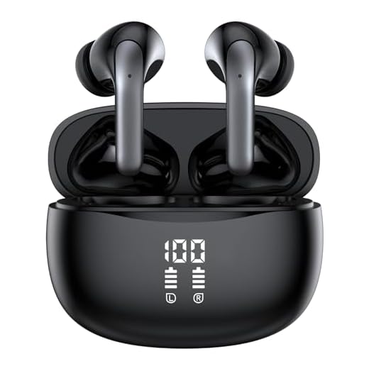 Wireless Bluetooth Headphones, 40H Playback Bluetooth Earbuds with LED Power Display Charging Case, IPX5 Waterproof Wireless Headphones with Mic for Phone Gaming TV Sports