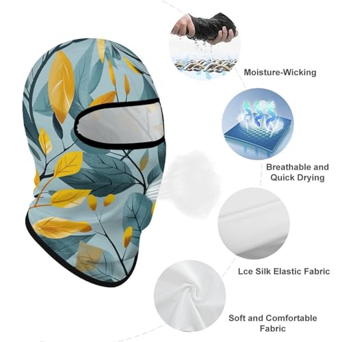 Balaclava mask para hombre y mujer con diseño de tallos y hojas amarillas, cubre rostro completo para ciclismo miniatura 3