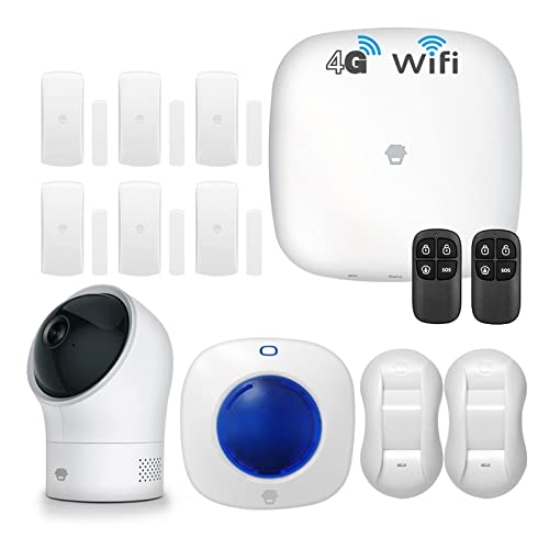 Alarmas para Casa, 400 -LTE WiFi y sistema de alarma 4G GSM Sistema de alarma antirrobo for el hogar inteligente con detector PIR(400-LTE Set 5)