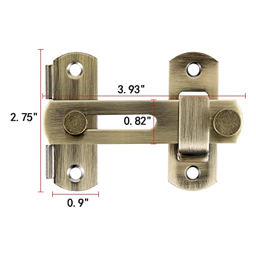 Iniret 4 Packs Barn Door Latches，3.93” X 2.75” Bronze Stainless Steel Barn Gate Flip Door Latch Bi-Fold Door Lock,Sliding Door Antique Lock Gate Latches Wine Cabinet Carbon Steel Closet Door Latches #TOP1
