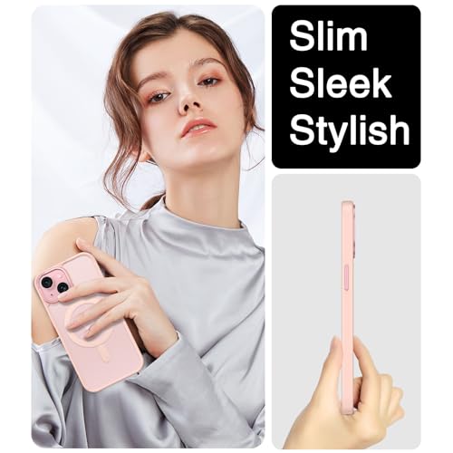 BENTOBEN for iPhone 15 Case, for iPhone15 Phone Case Compatible with MagSafe, Translucent Matte Magnetic Cover Shockproof Women Girl Protective Cute Case for iPhone 15 6.1", Hot Pink - Image 10