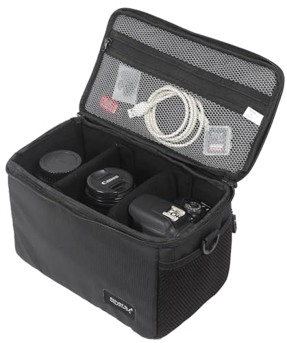 Image of Polyester Wf-11 Portable Camera Bag | Dslr Case With Adjustable Shoulder Strap | For Canon, Nikon & Other Dslr Cameras - Water Resistant, Anti-Shock (Black)