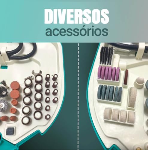 Mini Retífica Profissional 220V com Maleta e 128 Acessórios Mini Retífica Portátil para Madeira, Met