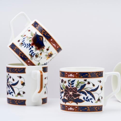 Image of GOLDEN QUEEN'S Handcrafted Floral Tea Cups - Set of 6 | Perfect for Daily Use, Elevate Your Tea and Coffee Experience - Floral Bouquet