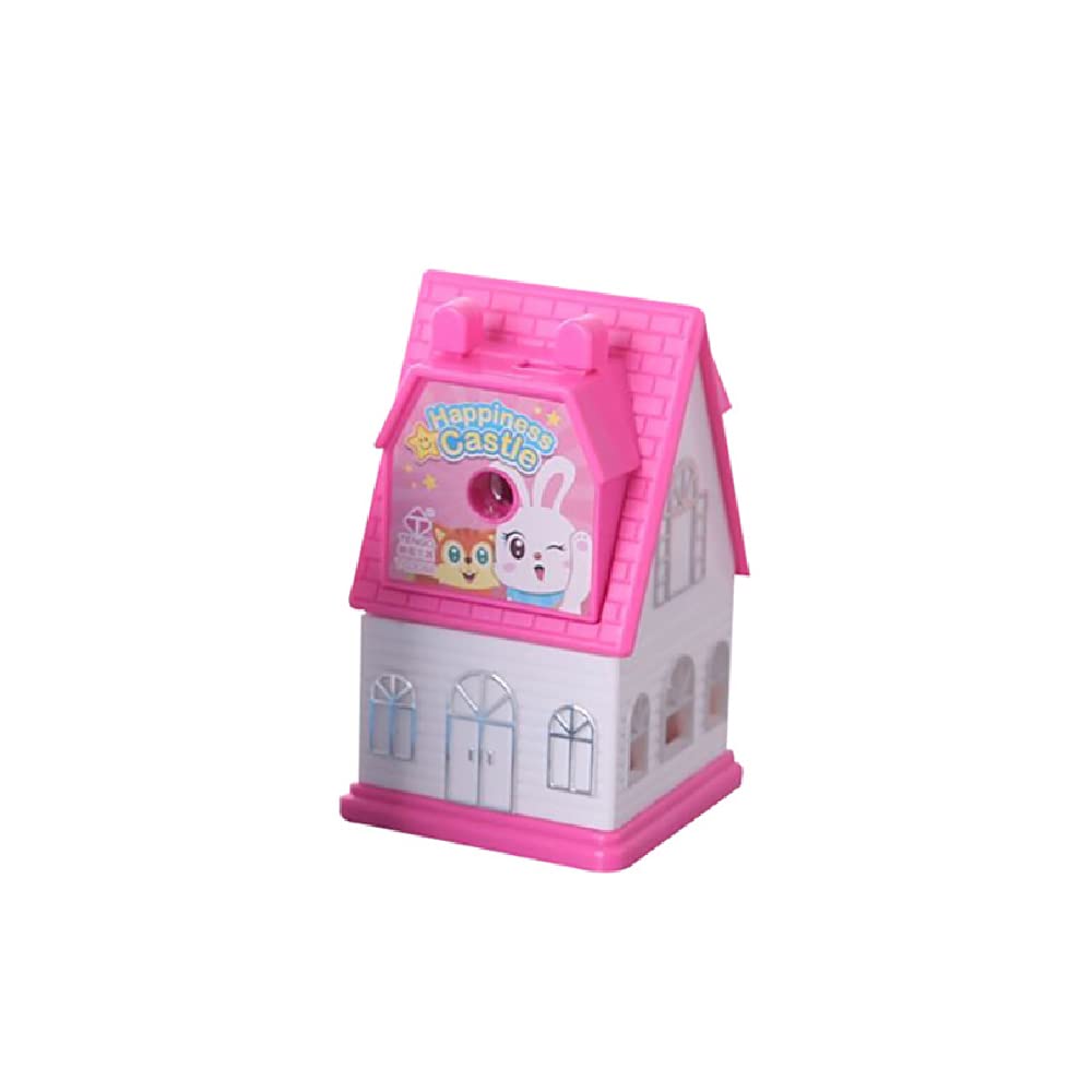 Temperamatite Manuale A Manovella | Formato Castello Per Scuola E Ufficio | Materiale ABS+Metallo | Colori Rosa, Blu, Viola (Casuali)