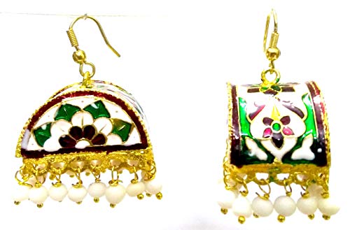 Meenakari Minakari Enamel Paint Golden Handmade Earring Bali Jhumki Jhumka Jewelry Ethnic Drop Dangle Chandelier ni-3242