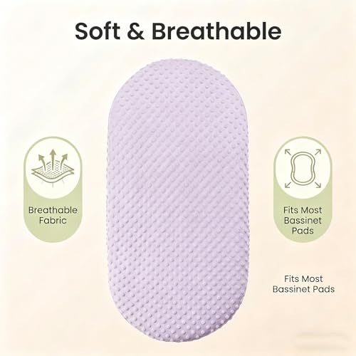 Image of Owlowla Bassinet Sheets Set Universal Fitted Baby Bassinet Pad Mattress | Soft Breathable Minky Cradle Sheets Fit for Hourglass Oval Rectangle Mattress for Baby Boys Girls