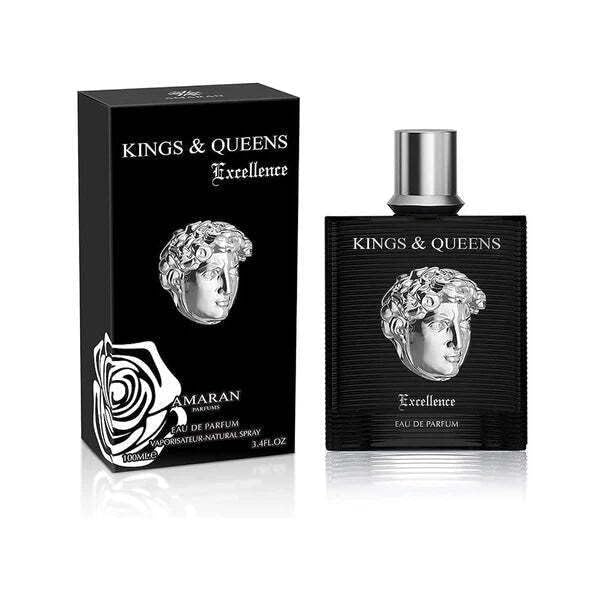 Kings & Queens Excellence Eau de Parfum, Black, Premium Glass Bottle, Luxury Fragrance for Men 100 ml