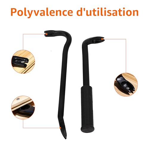 Amazon Basics Kit 4 unité, lot de 1 avec pied-de-biche et arrache-clous, Noir – vue 3