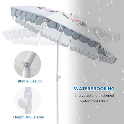 Sombrilla de playa antiviento 200cm plegable e inclinable para piscina 7