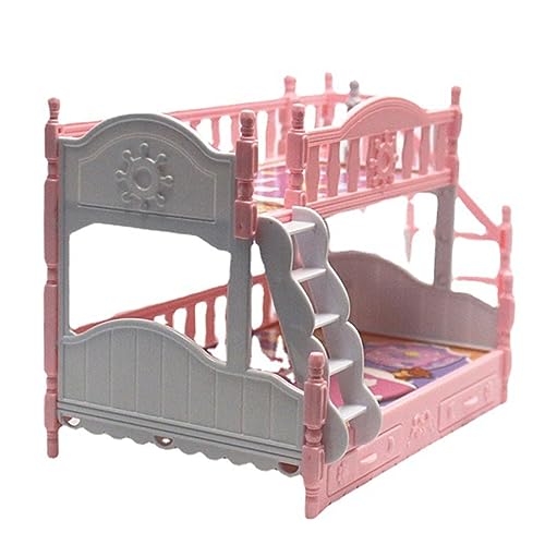 MUSISALY Cama Artificial Double camastro beds Muebles de Cama de Princesa para niñas Accesorios para Mini casa de muñecas Mini Cama litera de la casa Mini casa de Juguete el plastico Rosa