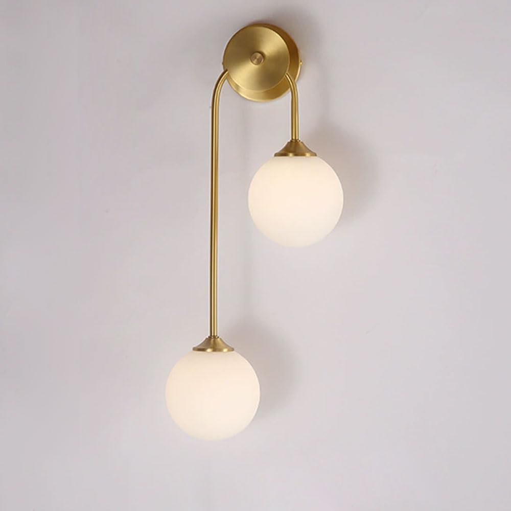 SSBHDM G9 Light Source Metal Wall Light, Double Headed Spherical Glass Lampshade Wall Lamp, Modern Industrial Style Wall Sconce, Bedroom Living Room Corridor Decoration Light Fixtures