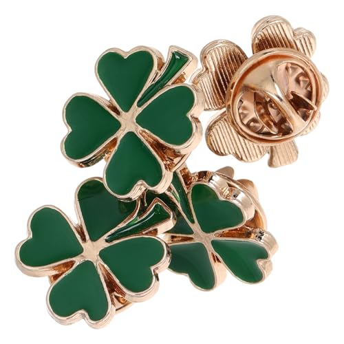 Broche trèfle émail vintage épingle décorative femme fête Saint-Patrick