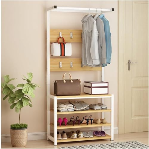 JvFbjLF Perchero, Zapatero for recibidor, Perchero Multifuncional, Organizador de Zapatos for Pasillo, Dormitorio, Oficina(Natural Wood)